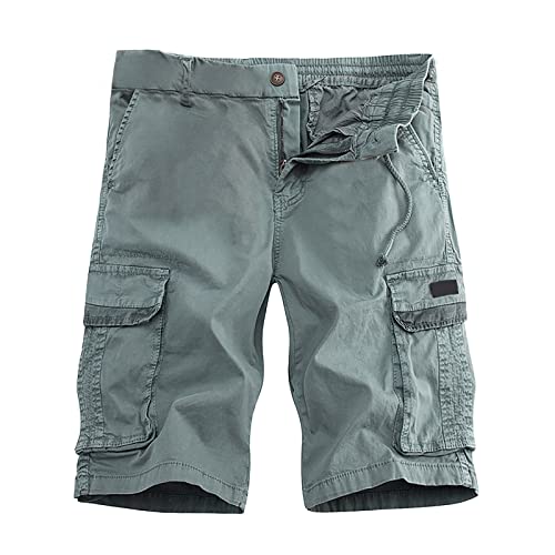 BFYSFBAIG Herren Schnell Trocknend Kurze Hose Herren Sommer Einfarbig Kurz Patchwork Sport Kurz Tether Baumwolle und Leinen Lose Kurz Grey 4XL 24.99 von BFYSFBAIG