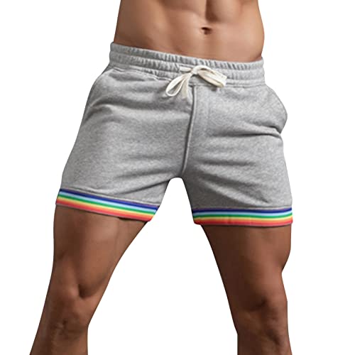 BFYSFBAIG Herren Shorts Kurze Laufhose Herren Sommer einfarbig Regenbogen Hosen Tasche Kordelzug lose beiläufige Sport Laufhose gerade Shorts Strandhose Shorts für Männer von BFYSFBAIG