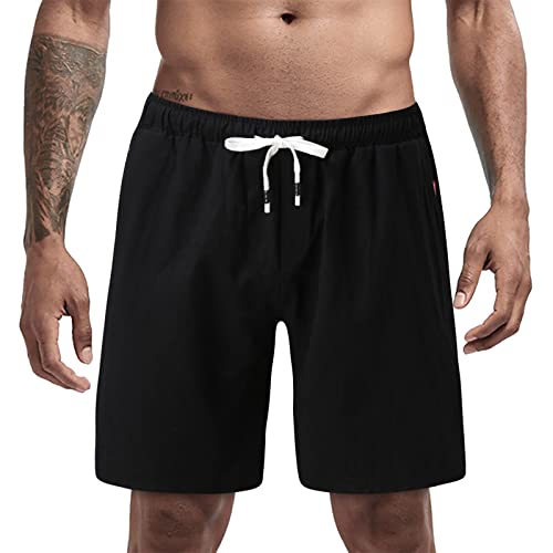 Herren Shorts Baumwolle mit Taschen Herren Sommer Einfarbig Kurz Patchwork Sport Shorts Tether Pocket Short Baumwolle und Leinen Fashion Short Herren Shorts Sexy von BFYSFBAIG