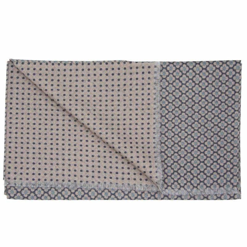 Doubleprint Wollschal mit Blüten/Punkten Anthrazit von BGENTS