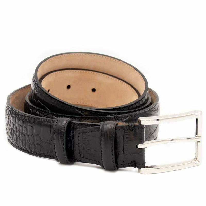 Krokodil geprägter Ledergürtel Schwarz von BGENTS