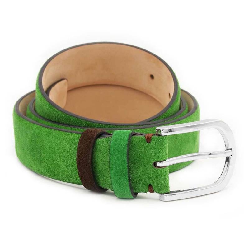 BGENTS Ledergürtel Veloursledergürtel mit Sattlerstich-Detail und Wechselschlaufe trendige Farben von BGENTS