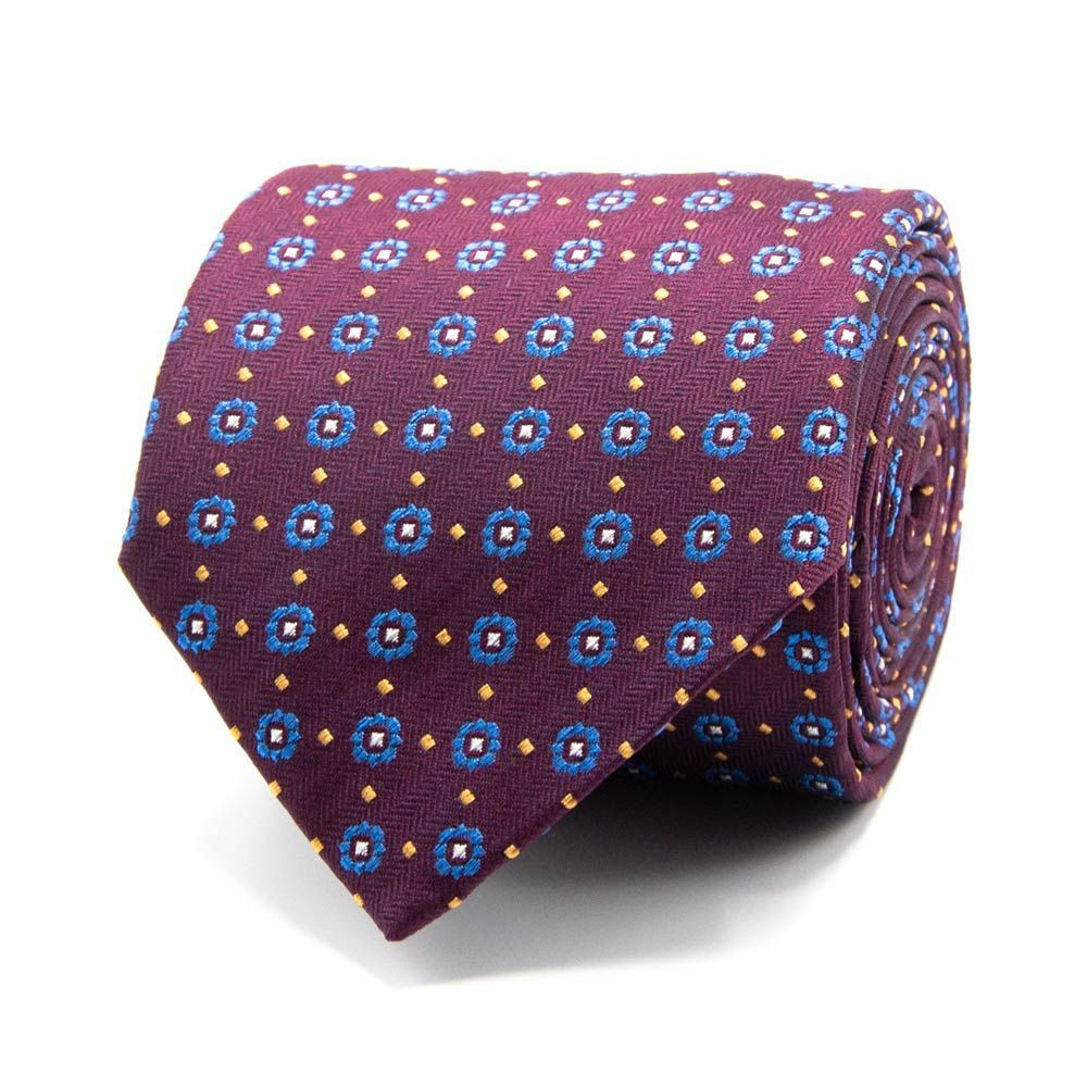 Seiden-Jacquard Krawatt mit kl. Blüten Bordeaux von BGENTS