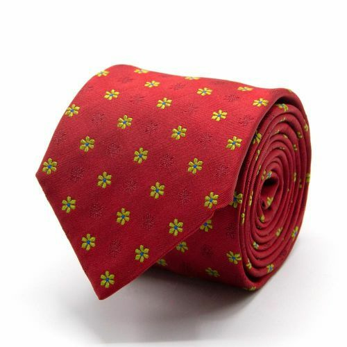 Seiden-Jacquard Krawatte mit Blüten Rot von BGENTS