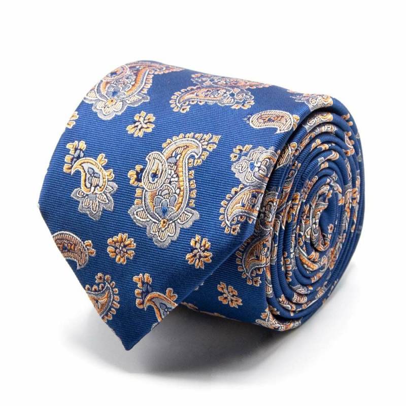 Seiden-Jacquard Krawatte mit Paisley Blau von BGENTS