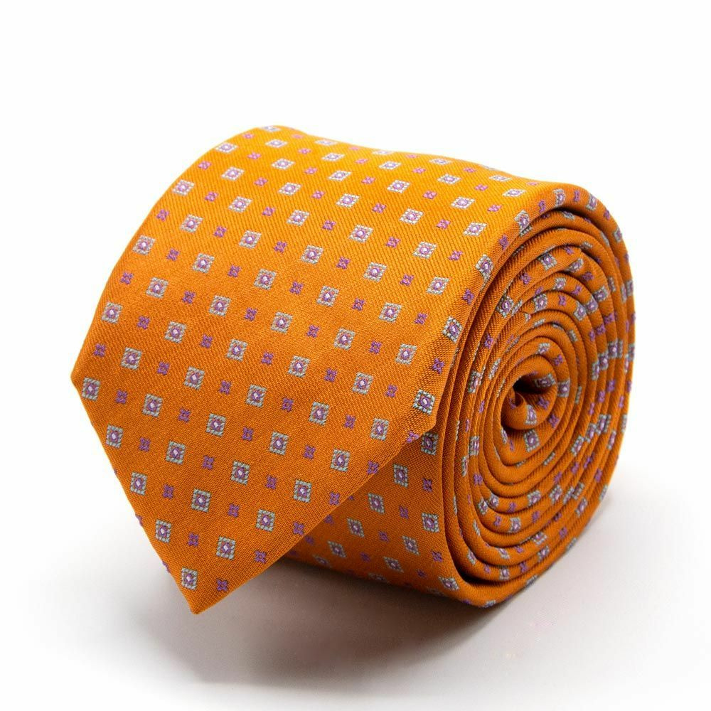 Seiden-Jacquard Krawatte Orange von BGENTS