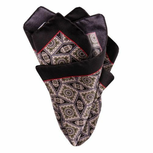 Seideneinstecktuch mit geom Muster Schwarz von BGENTS