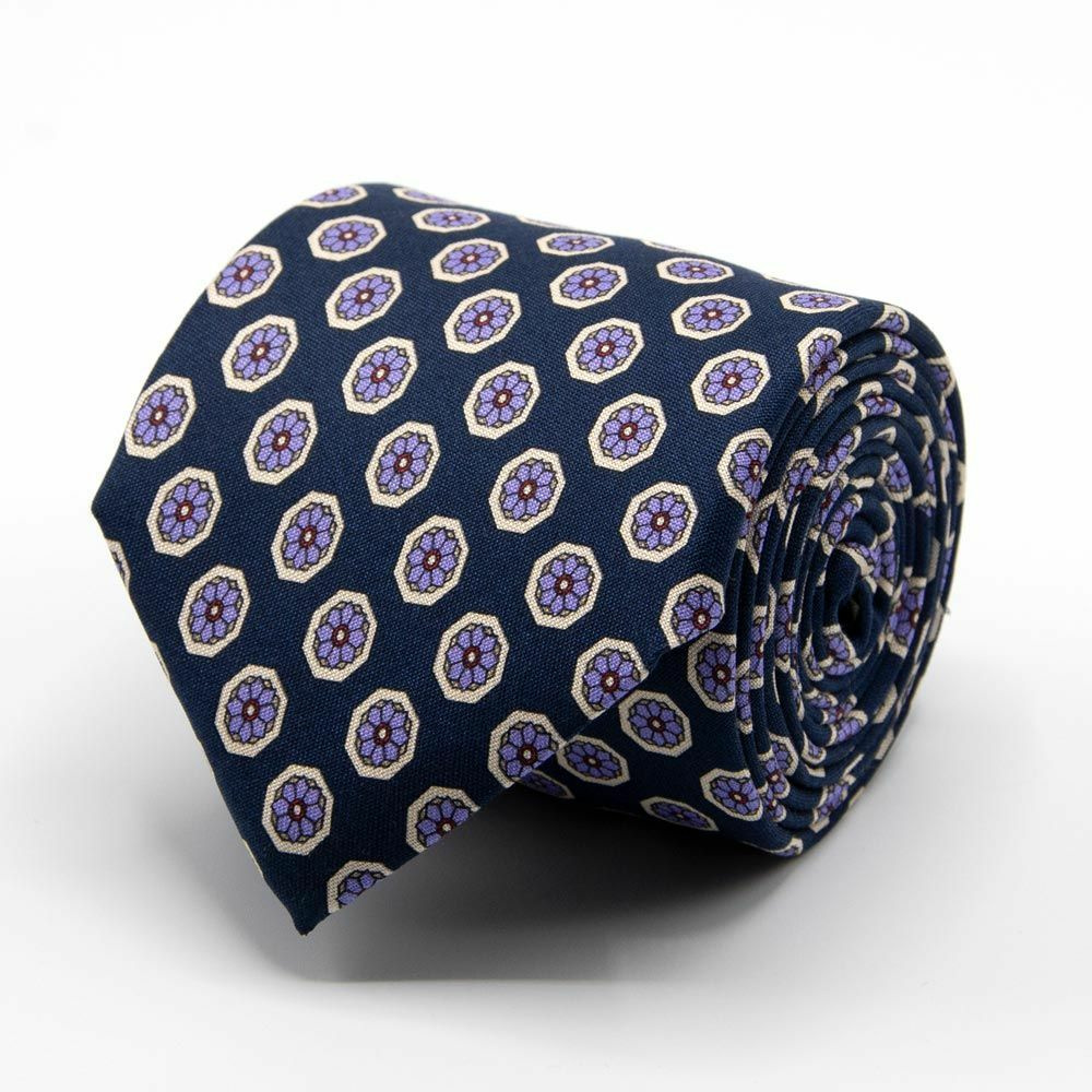 BGENTS Seidenkrawatte mit graf. Blüten-Muster dunkel_blau von BGENTS