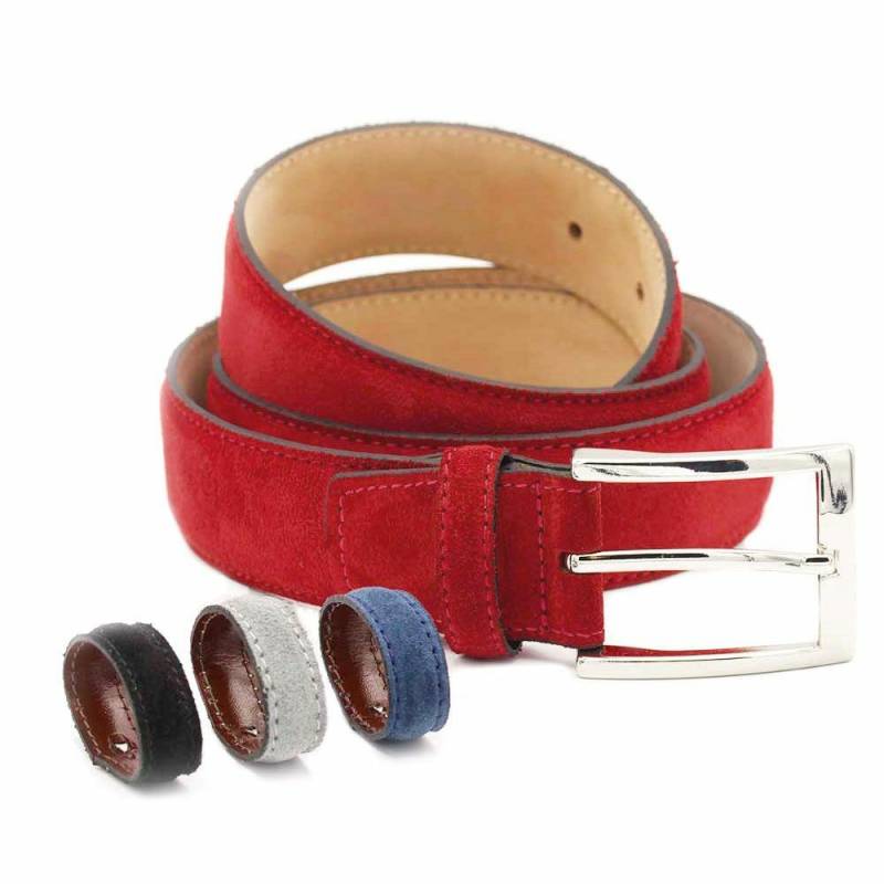 BGENTS Veloursledergürtel m. Wechselschlaufen rot von BGENTS