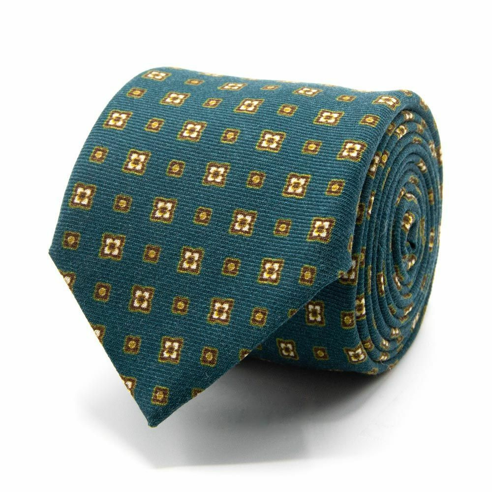 Wollkrawatte mit geom. Muster Petrol von BGENTS