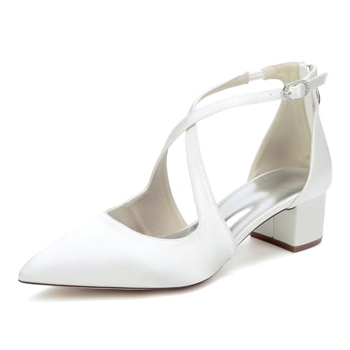 BGFCDFGV Hochzeitsschuhe und Brautschuhe mit Reißverschluss hinten,Weiß,42 EU von BGFCDFGV