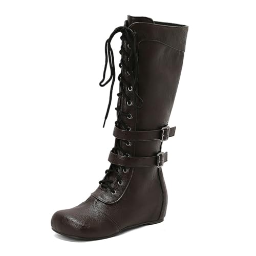 BGFCDFGV Retro-Britischer Stil Damen Front-Schnürung Patchwork Ritter Langstiefel,Metallisch,36 EU BGFCDFGV Retro-Britischer Stil Damen Front-Schnürung Patchwork Ritter Langstiefel,Metallisch,36 EU von BGFCDFGV
