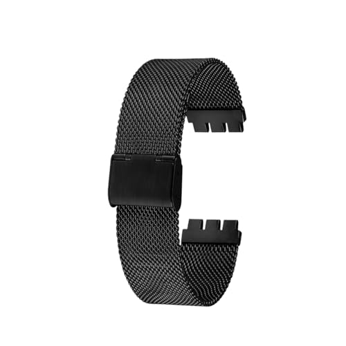 BGFFDSZ 12MM 17 19MM Milanese Band Kompatibel Mit Swatch Metall Armband Konkav Konvex Uhr Kette YVS401G YVS405G Männer Und frauen Stahl band(Black,20mm) von BGFFDSZ
