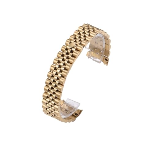 BGFFDSZ 17 mm 20 21 Metallgürtel, luxuriöses Uhrenarmband mit gebogenem Ende, kompatibel Rolex DATEJUST Jubilee, Edelstahl, King SEIKO-Armband(Gold-nologo,17mm) von BGFFDSZ