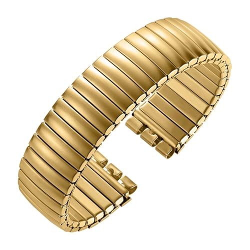 BGFFDSZ 17 mm 20 elastisches Metall-Uhrenarmband, kompatibel mit Swatch-Uhrenarmband, Stretch-Erweiterung, Edelstahl-Uhrenarmband, Herren- und Damenarmband, Zubehör(Matte Gold,20mm) von BGFFDSZ