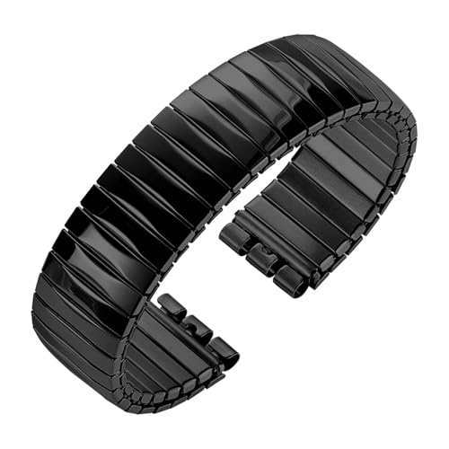 BGFFDSZ 17 mm 20 elastisches Metall-Uhrenarmband, kompatibel mit Swatch-Uhrenarmband, Stretch-Erweiterung, Edelstahl-Uhrenarmband, Herren- und Damenarmband, Zubehör(Polished Black,17mm) von BGFFDSZ