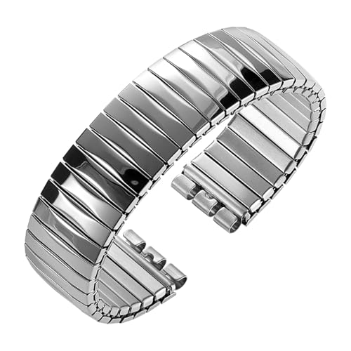 BGFFDSZ 17 mm 20 elastisches Metall-Uhrenarmband, kompatibel mit Swatch-Uhrenarmband, Stretch-Erweiterung, Edelstahl-Uhrenarmband, Herren- und Damenarmband, Zubehör(Polished Silver,17mm) von BGFFDSZ