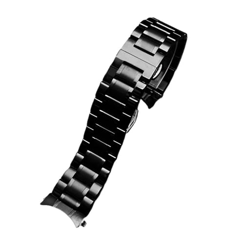 BGFFDSZ 18 mm 20 22 24 Universal-Armbänder mit gebogenem Ende, massives Edelstahl-Armband, kompatibel Seiko Citizen Casio Watch Man(A-Black,24mm) von BGFFDSZ
