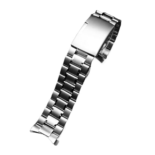 BGFFDSZ 18 mm 20 22 24 Universal-Armbänder mit gebogenem Ende, massives Edelstahl-Armband, kompatibel Seiko Citizen Casio Watch Man(B-Silver,20mm) von BGFFDSZ