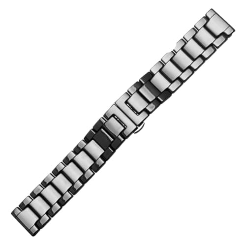 BGFFDSZ 18 mm 20 mm 22 mm 24 mm Edelstahl-Armband, gebogene Schnittstelle, Schmetterlings-Uhrenarmband, kompatibel mit Tissot Armani Citizen Seiko(A4- Black,17mm) von BGFFDSZ