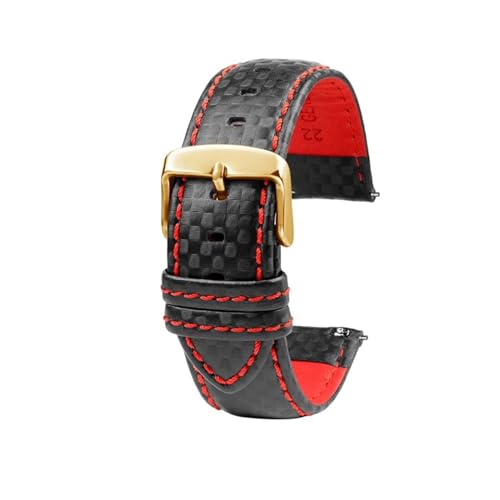 BGFFDSZ 20 mm 21 mm 22 mm 23 mm Carbonfaser-Lederarmband for Herren, Schwarz, Orange, Weiß, Rote Liniennaht, kompatibel mit universellem Uhrenarmband(Black Gray,24mm) von BGFFDSZ