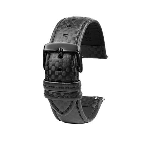 BGFFDSZ 20 mm 21 mm 22 mm 23 mm Carbonfaser-Lederarmband for Herren, Schwarz, Orange, Weiß, Rote Liniennaht, kompatibel mit universellem Uhrenarmband(Black Green,22mm) von BGFFDSZ
