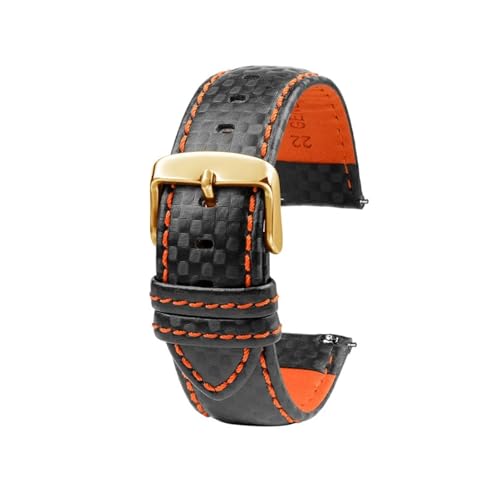 BGFFDSZ 20 mm 21 mm 22 mm 23 mm Carbonfaser-Lederarmband for Herren, Schwarz, Orange, Weiß, Rote Liniennaht, kompatibel mit universellem Uhrenarmband(Purple Green,20mm) von BGFFDSZ