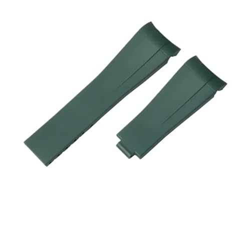 BGFFDSZ 20 mm 21 mm Gummi-Uhrenarmband, kompatibel mit Rolex Submariner DAYTONA GMT Yacht-Master, Silikonarmband, schwarzes Uhrenarmband(Green no clasp,20mm) von BGFFDSZ