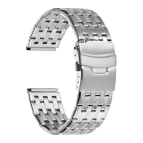 BGFFDSZ 20 mm 22 Edelstahl-Uhrenarmband mit Metallfaltschließe, kompatibel Omega Business-Schnellverschluss-Ersatzarmband(Silver,20mm) von BGFFDSZ