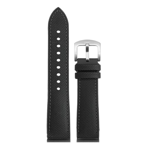 BGFFDSZ 20 mm 22 mm Armband Nylon Silikon Unterseite Uhrenarmband Kompatibel mit Seiko PROSPEX Serie Omega SEAMASTER 300 Canvas Gummi Sportarmband(Black black-silver A,20mm) von BGFFDSZ