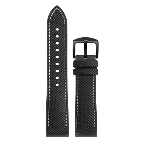 BGFFDSZ 20 mm 22 mm Armband Nylon Silikon Unterseite Uhrenarmband Kompatibel mit Seiko PROSPEX Serie Omega SEAMASTER 300 Canvas Gummi Sportarmband(Black white-black A,20mm) von BGFFDSZ