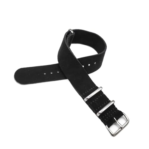 BGFFDSZ 20mm 22mm Wildleder Uhrenarmband Polierte Schnalle Herren Ersatzarmband Uhrenarmbänder Armband Kompatibel mit Uhrenzubehör(Black,22mm) von BGFFDSZ