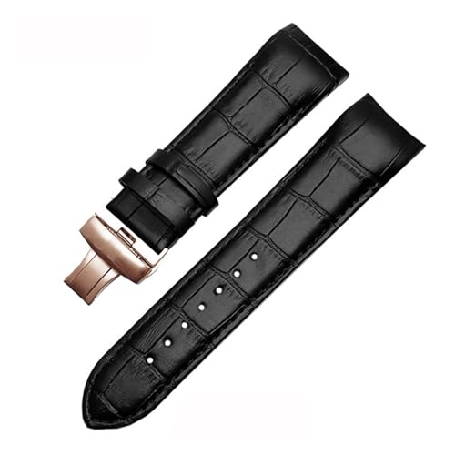 BGFFDSZ 22 mm 23 mm 24 mm Echtleder-Uhrenarmband mit gebogenem Ende, kompatibel mit Tissot-Uhrengürtel 1853 COUTURIER T035627A T035407A T035439, Herrenarmband(Black-rose gold,23mm) von BGFFDSZ