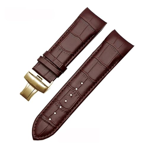 BGFFDSZ 22 mm 23 mm 24 mm Echtleder-Uhrenarmband mit gebogenem Ende, kompatibel mit Tissot-Uhrengürtel 1853 COUTURIER T035627A T035407A T035439, Herrenarmband(Brown-gold,22mm) von BGFFDSZ
