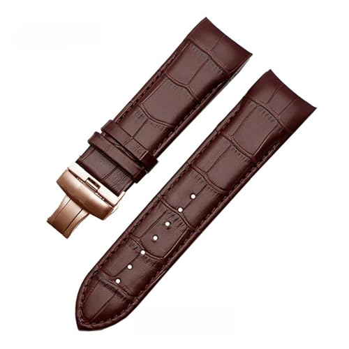 BGFFDSZ 22 mm 23 mm 24 mm Echtleder-Uhrenarmband mit gebogenem Ende, kompatibel mit Tissot-Uhrengürtel 1853 COUTURIER T035627A T035407A T035439, Herrenarmband(Brown-rose gold,22mm) von BGFFDSZ