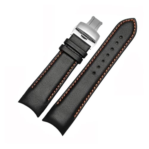 BGFFDSZ 22 mm 23 mm 24 mm Echtleder-Uhrenarmband mit gebogenem Ende, kompatibel mit Tissot-Uhrengürtel 1853 COUTURIER T035627A T035407A T035439, Herrenarmband(Oragne line-silver,24mm) von BGFFDSZ