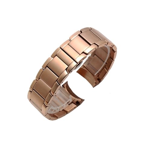 BGFFDSZ 22 mm Uhrenarmbänder aus Edelstahl, kompatibel mit Armani AR2452 2453 2448 Uhrenarmband, Schmetterlingsschnalle, Peeling, Schwarz, Silber, Roségold(Rose gold) von BGFFDSZ