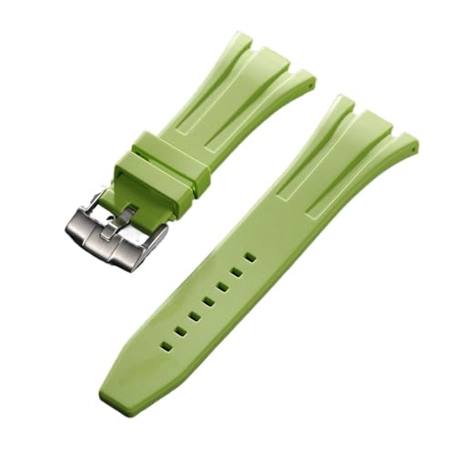 BGFFDSZ 27/28/30 mm Silikonkautschuk-Armband, kompatibel mit AP Royal Oak Offshore 15400 26470 15703 Uhrenarmband, Herren, weiches Tauchsportarmband(Green,28MM_BLACK BUCKLE) von BGFFDSZ