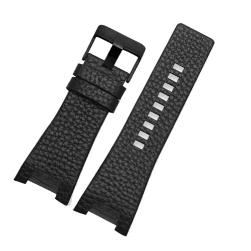 BGFFDSZ 32 * 17mm Leder Uhrenarmband Kompatibel Mit Diesel DZ4246 DZ4287 DZ1273 DZ1216 Kerbe Große Uhrenkette Braun Schwarz Armband Mit Werkzeug(10 Black-black) von BGFFDSZ