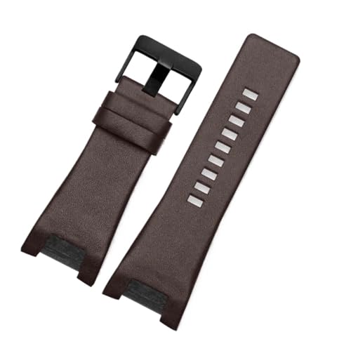 BGFFDSZ 32 * 17mm Leder Uhrenarmband Kompatibel Mit Diesel DZ4246 DZ4287 DZ1273 DZ1216 Kerbe Große Uhrenkette Braun Schwarz Armband Mit Werkzeug(11 Brown-black) von BGFFDSZ