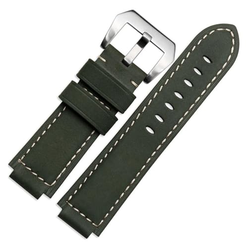 BGFFDSZ Crazy Horse Rindsleder-Armband kompatibel mit Herren-Armband Timex T49859 | T2N720 | T2p141 | T2n722 | 723 | 738 | 739 mit Schraubstangenwerkzeug(Armg green silver) von BGFFDSZ