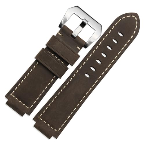 BGFFDSZ Crazy Horse Rindsleder-Armband kompatibel mit Herren-Armband Timex T49859 | T2N720 | T2p141 | T2n722 | 723 | 738 | 739 mit Schraubstangenwerkzeug(Dark brown silver) von BGFFDSZ