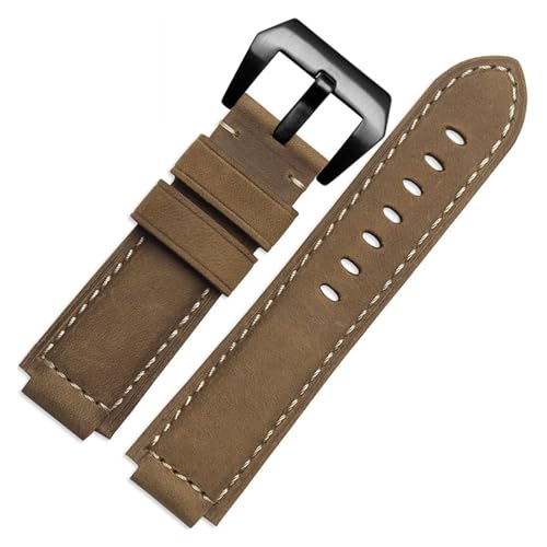 BGFFDSZ Crazy Horse Rindsleder-Armband kompatibel mit Herren-Armband Timex T49859 | T2N720 | T2p141 | T2n722 | 723 | 738 | 739 mit Schraubstangenwerkzeug(Khaki black clasp) von BGFFDSZ
