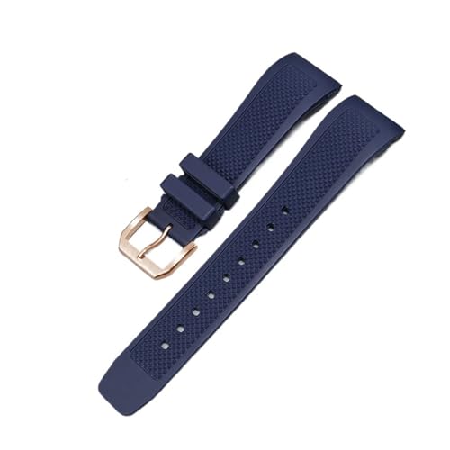 BGFFDSZ Curved End Gummi-Uhrenarmband, kompatibel mit IWC IW390503 IW390502 Uhrenarmband, Schwarz/Blau, 20 mm, Silikonbänder, Faltschließe(Blue pin RG) von BGFFDSZ