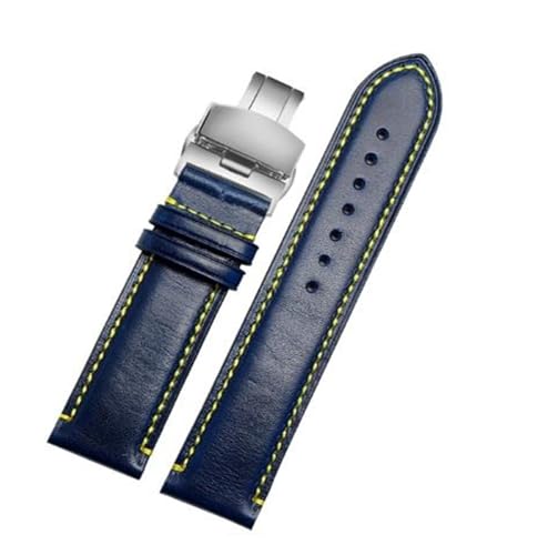 BGFFDSZ Dlue Armband Lederband Kompatibel Mit Citizen AT8020 JY8078 Uhr Band Mit Faltschließe Armband 22mm 23mm ARMBAND(Blue folding clasp,23mm) von BGFFDSZ