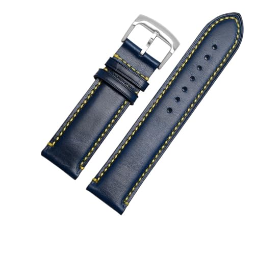 BGFFDSZ Dlue Armband Lederband Kompatibel Mit Citizen AT8020 JY8078 Uhr Band Mit Faltschließe Armband 22mm 23mm ARMBAND(Blue-silver clasp,23mm) von BGFFDSZ