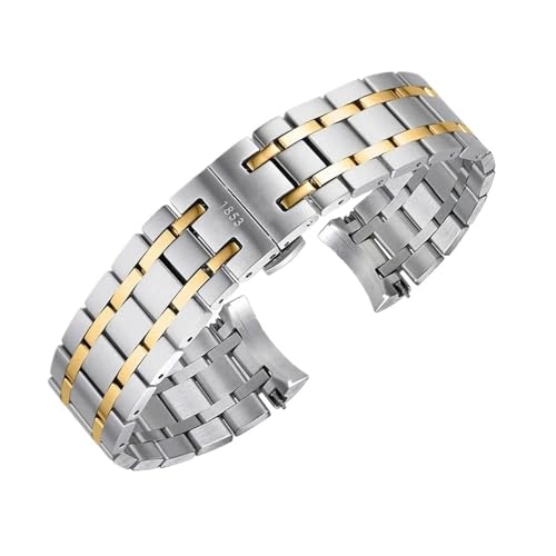 BGFFDSZ Edelstahl-Uhrenarmband, kompatibel mit Tissot T099 Solid Mental 1853, Armband, Uhrenzubehör, Metall-Uhrenarmband, 21 mm(Steel golden) von BGFFDSZ