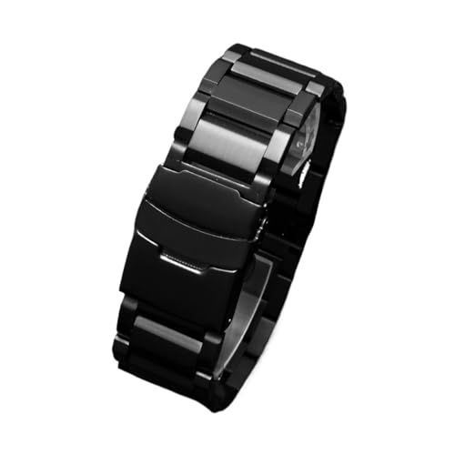 BGFFDSZ Edelstahl-Uhrenarmband, kompatibel mit silbernen PVD-schwarzen Herren-Armbändern 18 mm, 20, 22, 24(Black,20mm) von BGFFDSZ