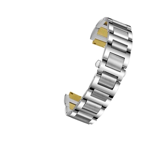 BGFFDSZ Edelstahl-Uhrenarmband mit Bandanstoß, kompatibel mit Uhrenarmband der Cartier Ballon Bleu-Serie, 14 x 8 mm, 16 x 8 mm, 18 x 11 mm, 20 x 12 mm, 22 x 14 mm(Silver gold,18-11mm) von BGFFDSZ