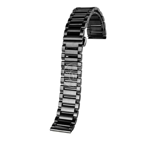 BGFFDSZ Edelstahl Uhrenkette Kompatibel Mit Serie T49905 T49963 TW2V62400 Armband Metallband Schwarz Silber(G20-02 black,22mm-width) von BGFFDSZ